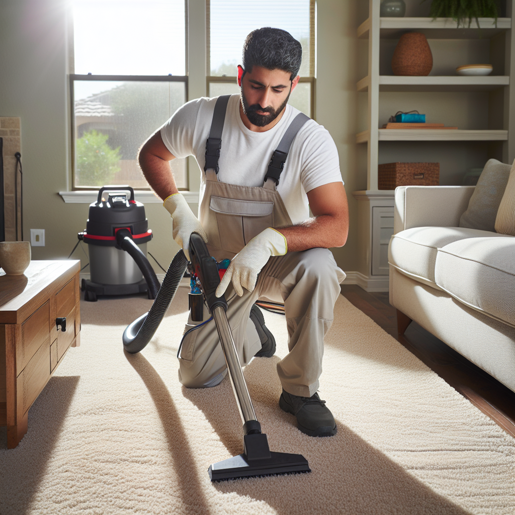 Technician Cleaning Carpet in Austin