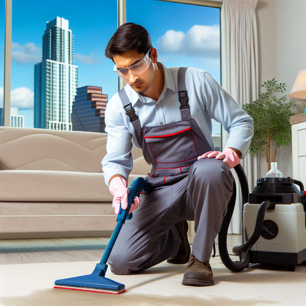 Technician Cleaning Carpet in Austin